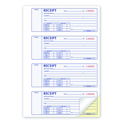 Rediform® Money Receipt Book, Carbonless, 400 Numbered Duplicates, 4/Page, 11" x 7.625" (RED8L816) (8L816)