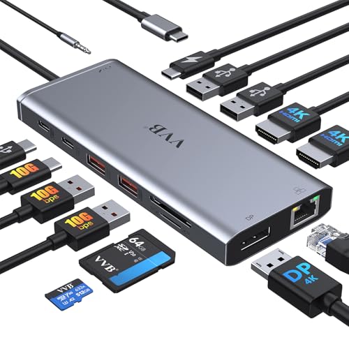 USB C Docking Station with Dual HDMI and Ports