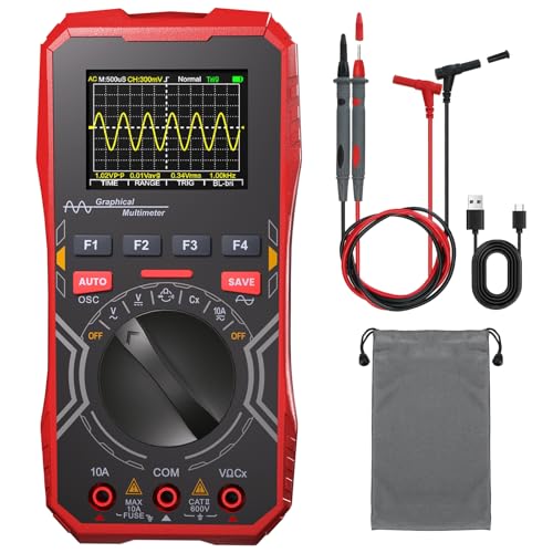 2-in-1 Handheld Oscilloscope Multimeter - 1MHz Bandwidth 2.5MS/s Sampling Rate, Digital Oscilloscope & Auto-Ranging Multimeter Combo, 2.4" Backlit Display with Probes, for Electronics DIY, Repair