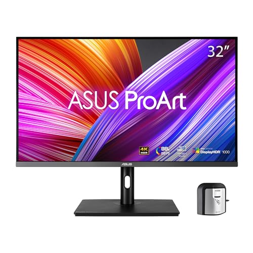 ASUS ProArt Display 32” 4K HDR Computer Monitor (PA32UCR-K) - IPS, 1000nits, ΔE < 1, 98% DCI-P3, 99.5% Adobe RGB, USB-C, HDMI, X-rite i1 Calibrator, Compatible with Laptop & Mac Monitor