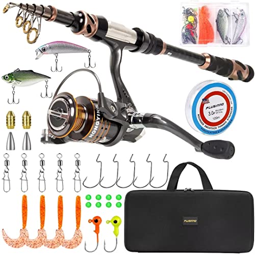 PLUSINNO Fishing Rod and Reel Combos -24 Ton Carbon Fiber