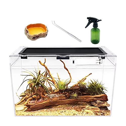 Reptile Terrarium,16" x 8"x 10" Reptile Tank with Full View