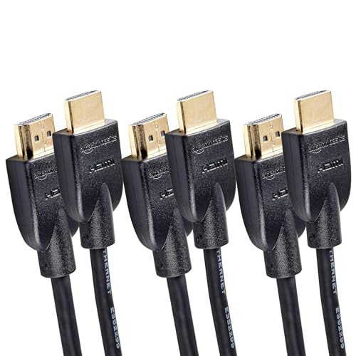 Amazon Basics HDMI Cable, 3-Pack, 6ft, 4K@60Hz, High-Speed 4K HDMI