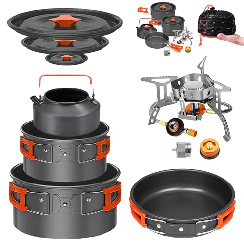 10 Pcs Smokey Camp Backpacking Cooking Set with Stove &