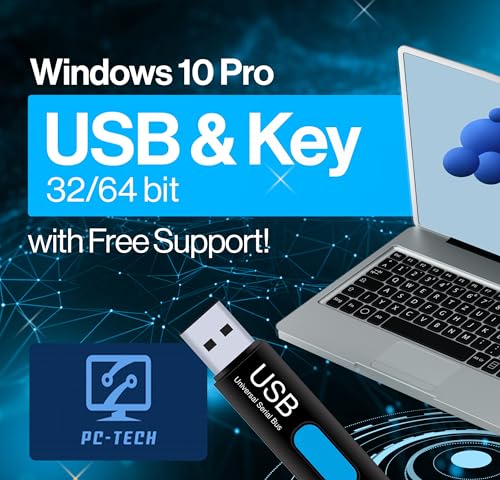 PC-TECH Compatible with Windows 10 Professional 64 Bit USB With