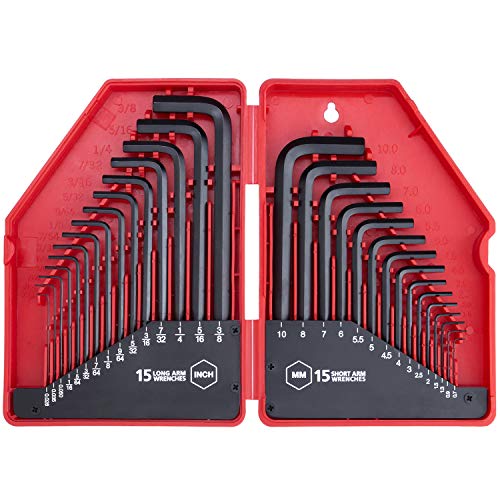 EFFICERE 30-Piece Premium Hex Key Allen Wrench Set, SAE and
