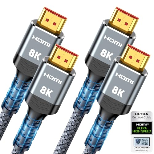 10K 8K HDMI 2.1 Cable 2-Pack 6.6FT, Highwings Certified 48Gbps