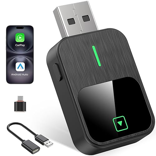 Wireless CarPlay & Android Auto Adapter 2-in-1, Convert Wired to