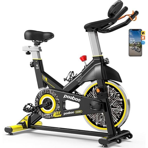 Pooboo Adjustable Magnetic Exercise Bike with Seat