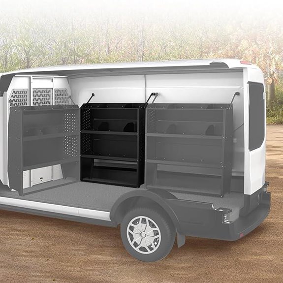 Black Steel Cargo Van Shelving System for Ford Transit