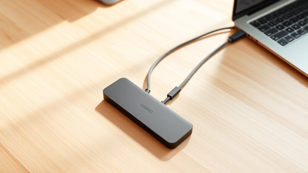 organized usb c workspace setup