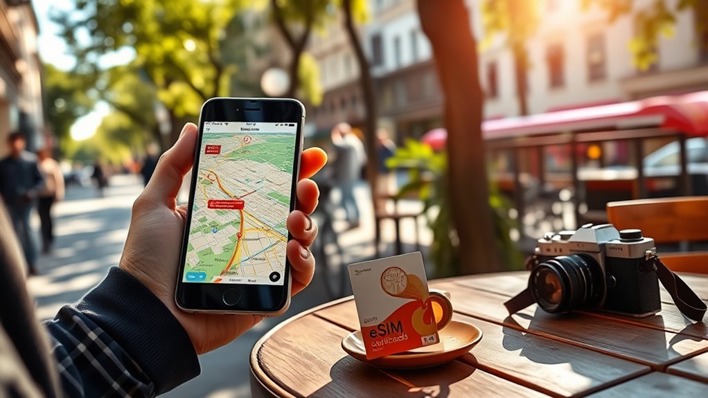 use esims and offline maps